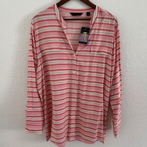 Investments Blouse Women's Collared Button Down 100% Washable Silk XL/1X  NWT